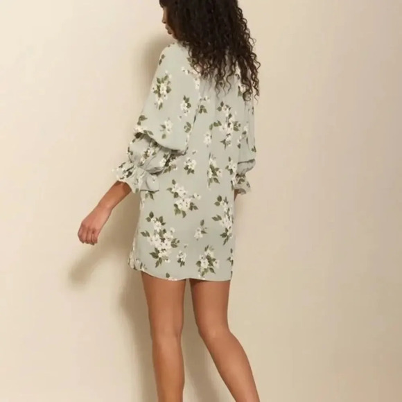 Reformation Adrienne Giana Dress Green Floral Mini Ruffle Relaxed Fit Size M - Picture 2 of 8